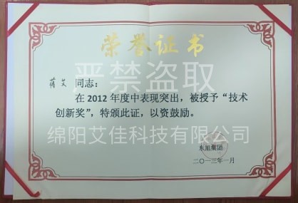 荣誉证书_技术创新奖 荣誉证书_技术创新奖